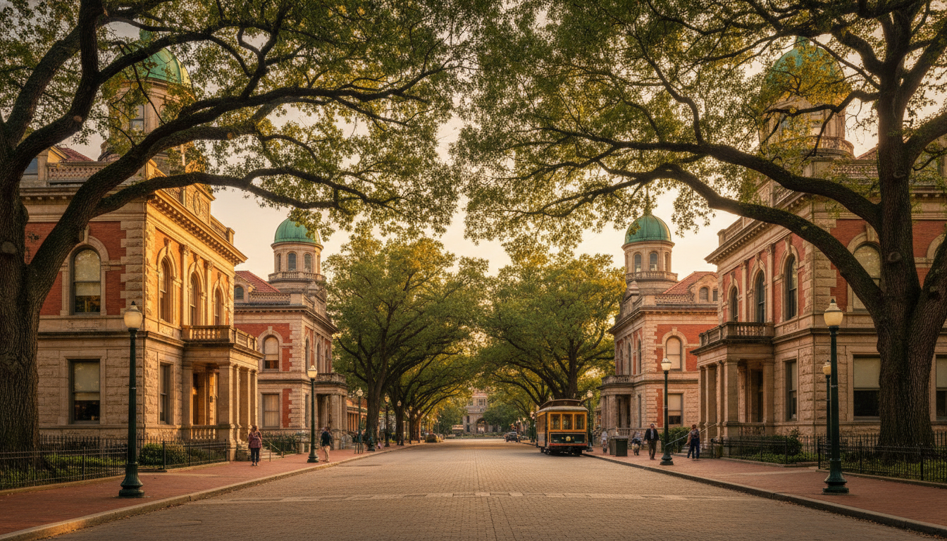 Historic Bathhouse Row buildings in Hot Springs Arkansas